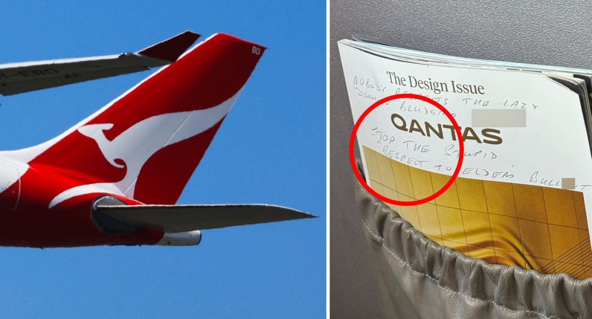 Qantas Responds to ‘Shameful’ Message Scribbled on In-flight Magazine